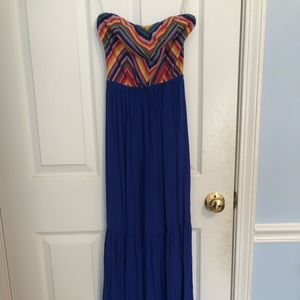 Strapless blue maxi dress size small